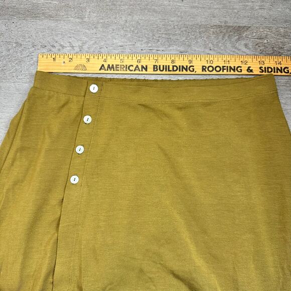 Garnet Hill Button Detail Knit Wrap Skirt Yellow Green Small - Picture 6 of 8